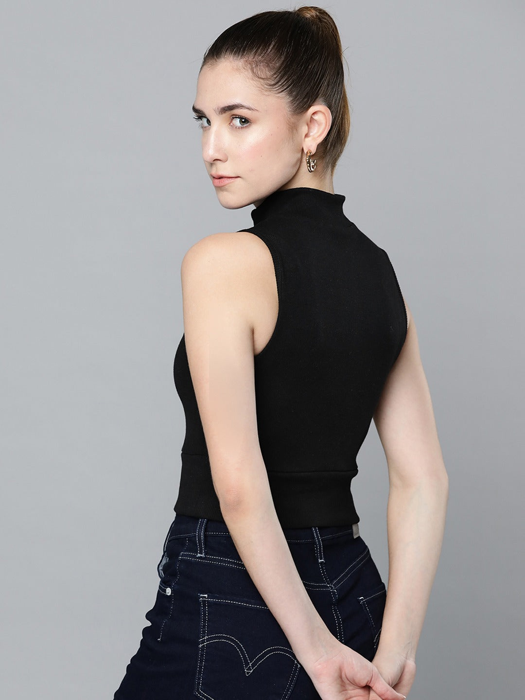 Women Collar Rib Top