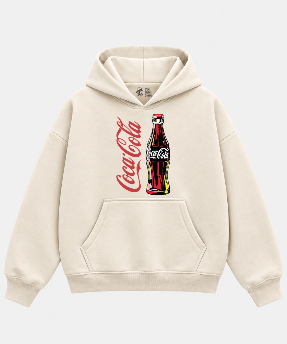 CocaCola - Cream Boxy Hoodie – 100% Cotton Fleece