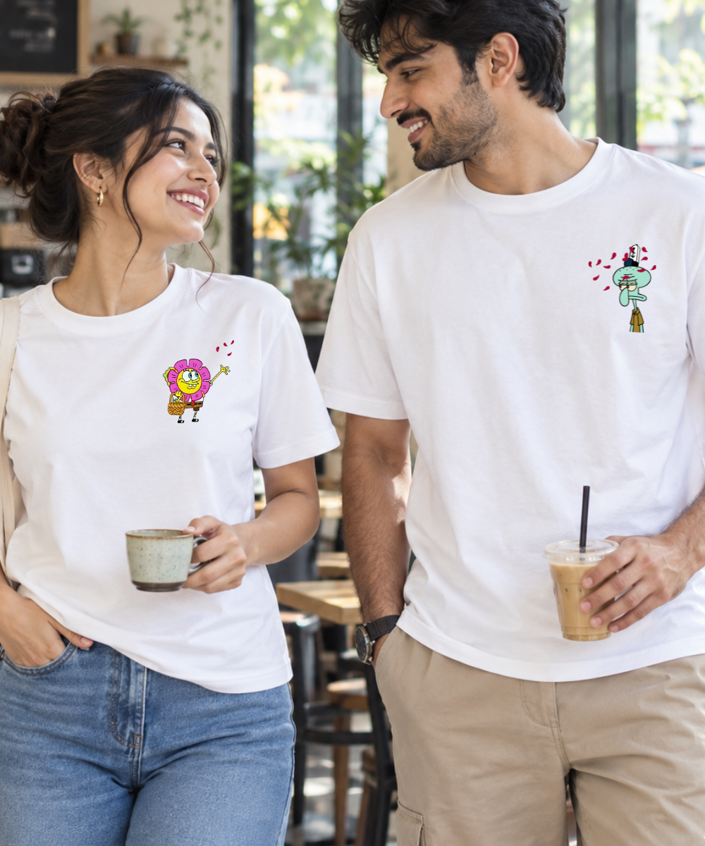 SpongeBob & Squidward – Couple Regular Fit T-shirts (Set of 2)