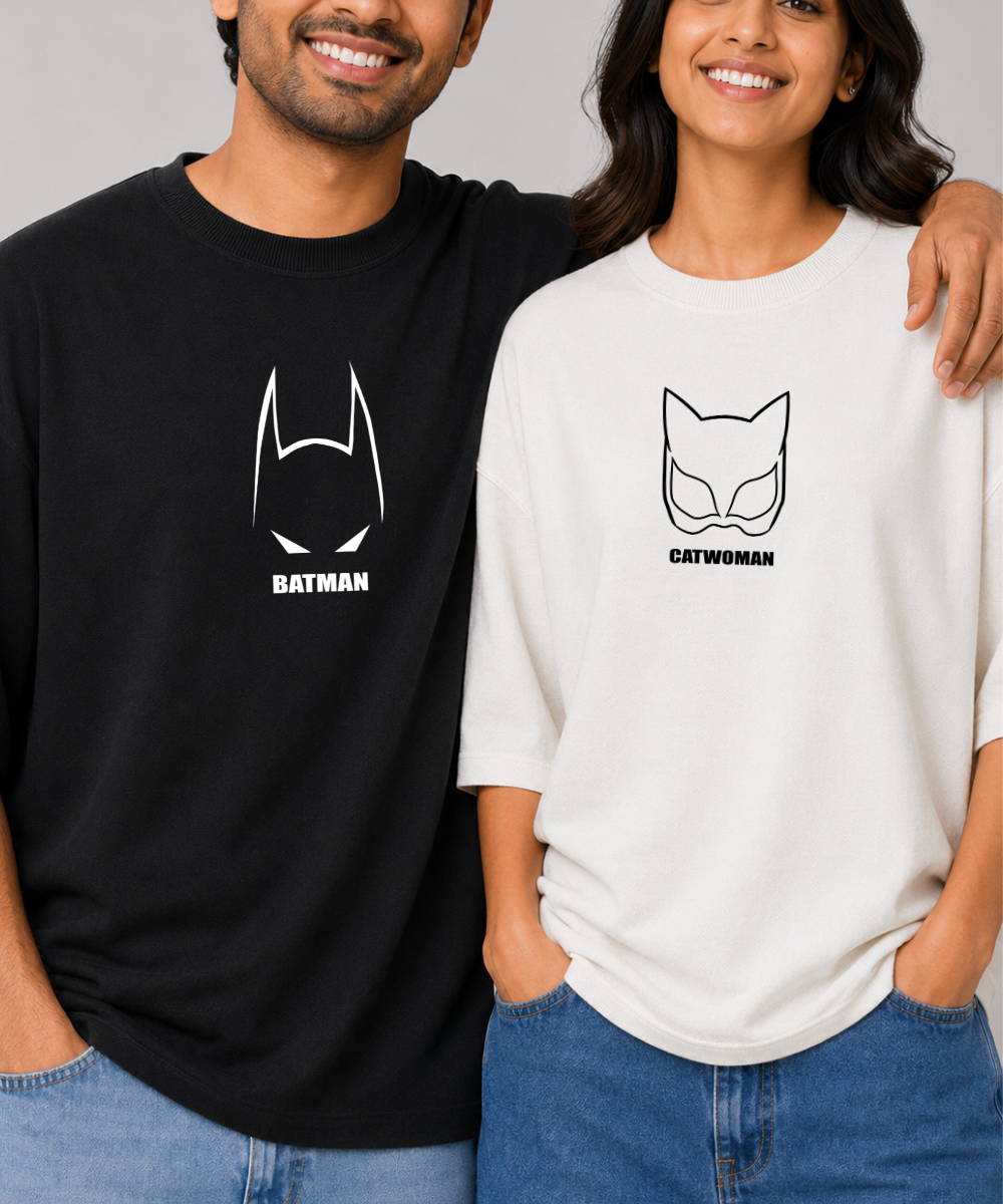 Batman / Catwoman – Couple Oversized Fit T-shirts (Set of 2)