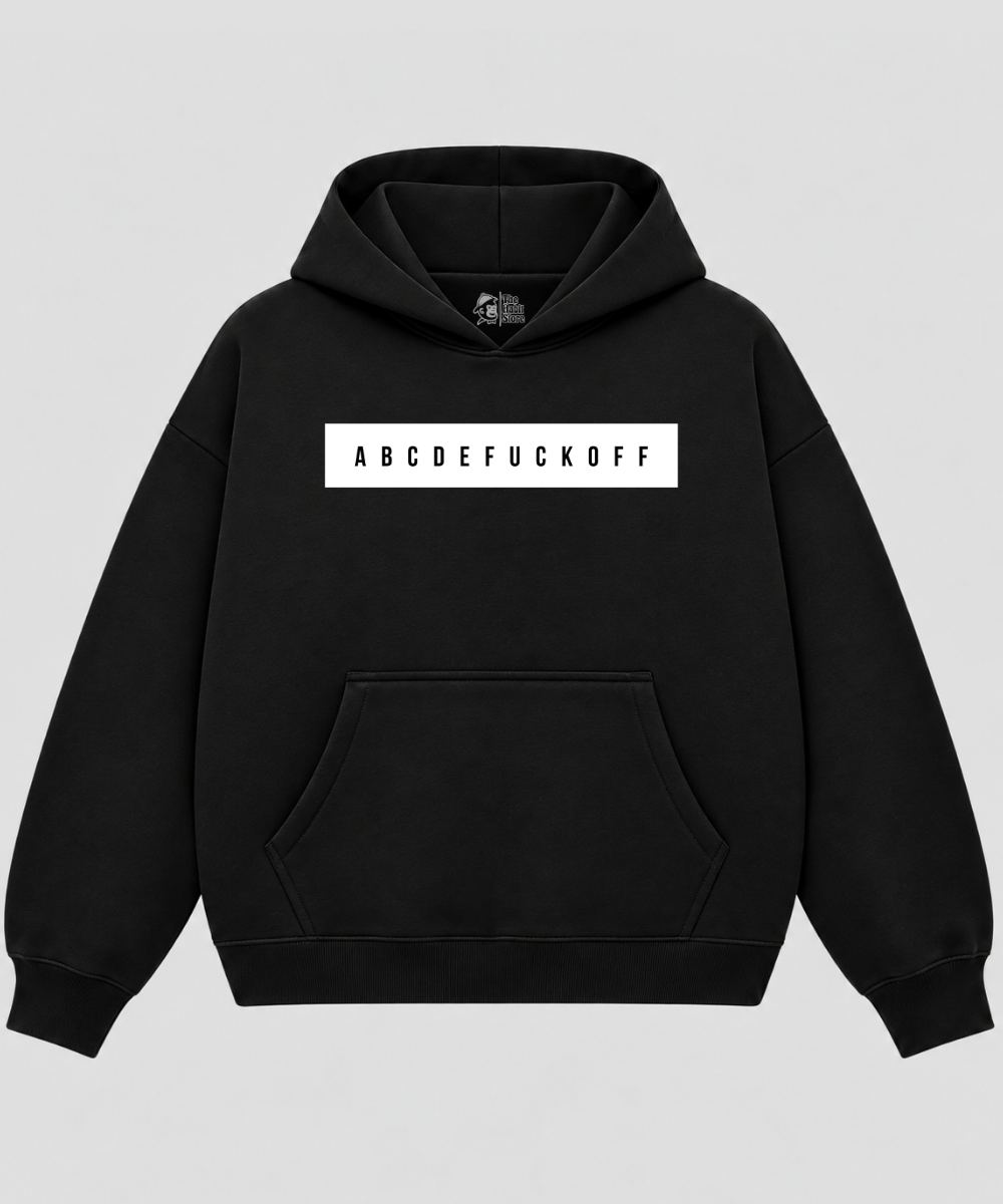 ABCDEFU*KOFF - Black Boxy Hoodie – 100% Cotton Fleece