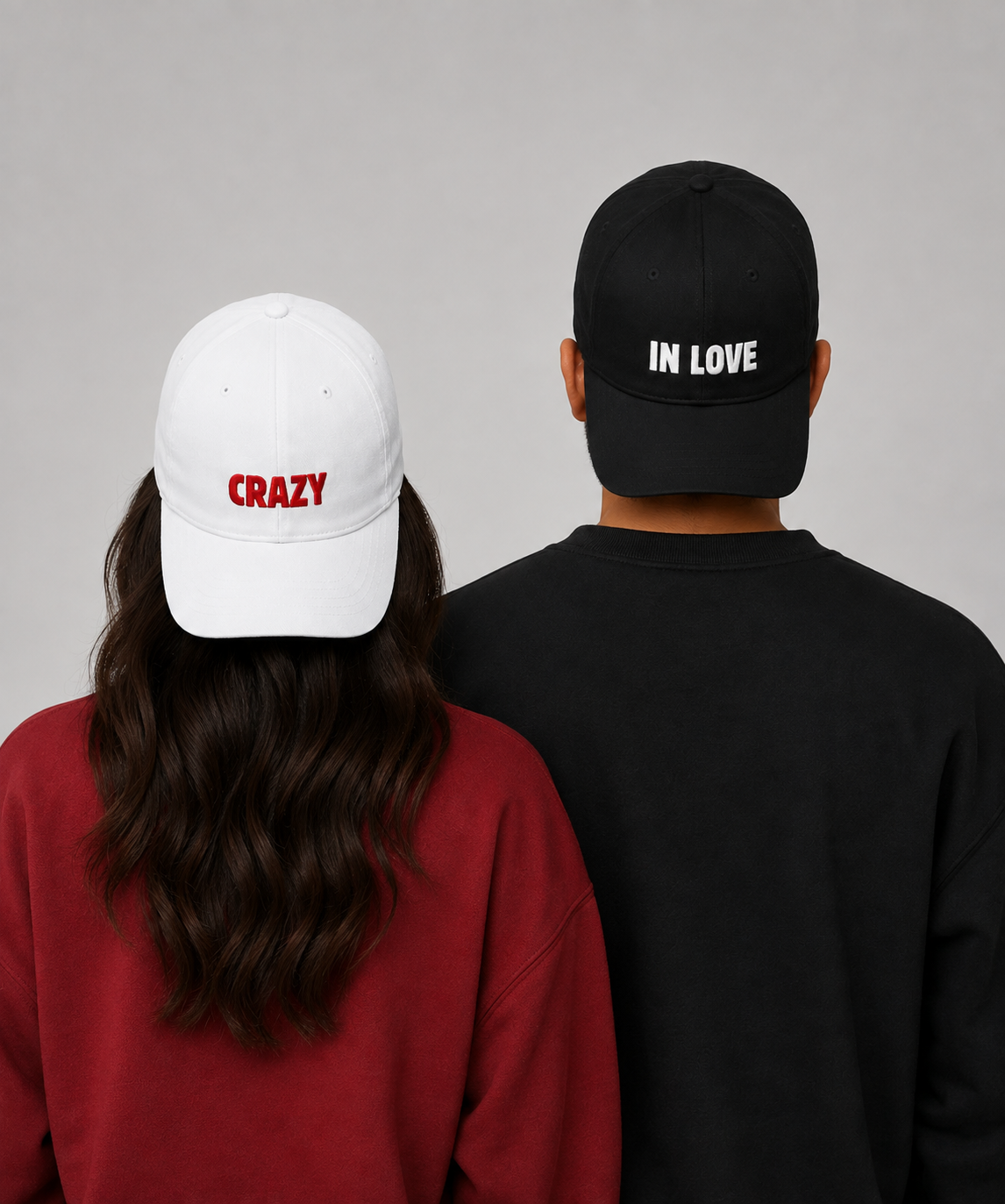 Crazy in Love – Embroidered Couple Caps Set of 2