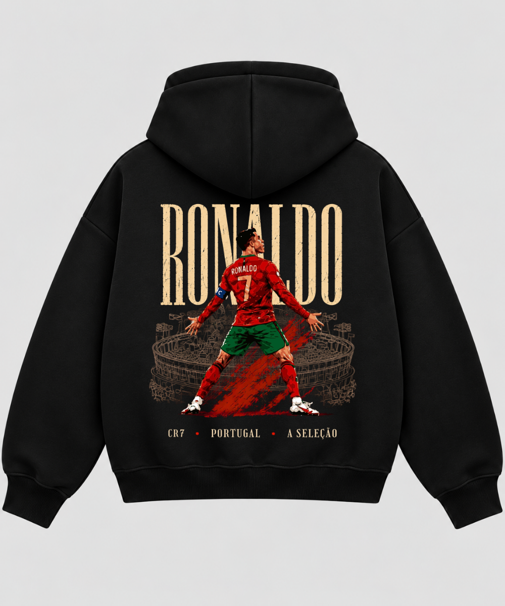 Ronaldo Too Good - Black Boxy Hoodie – 100% Cotton Fleece