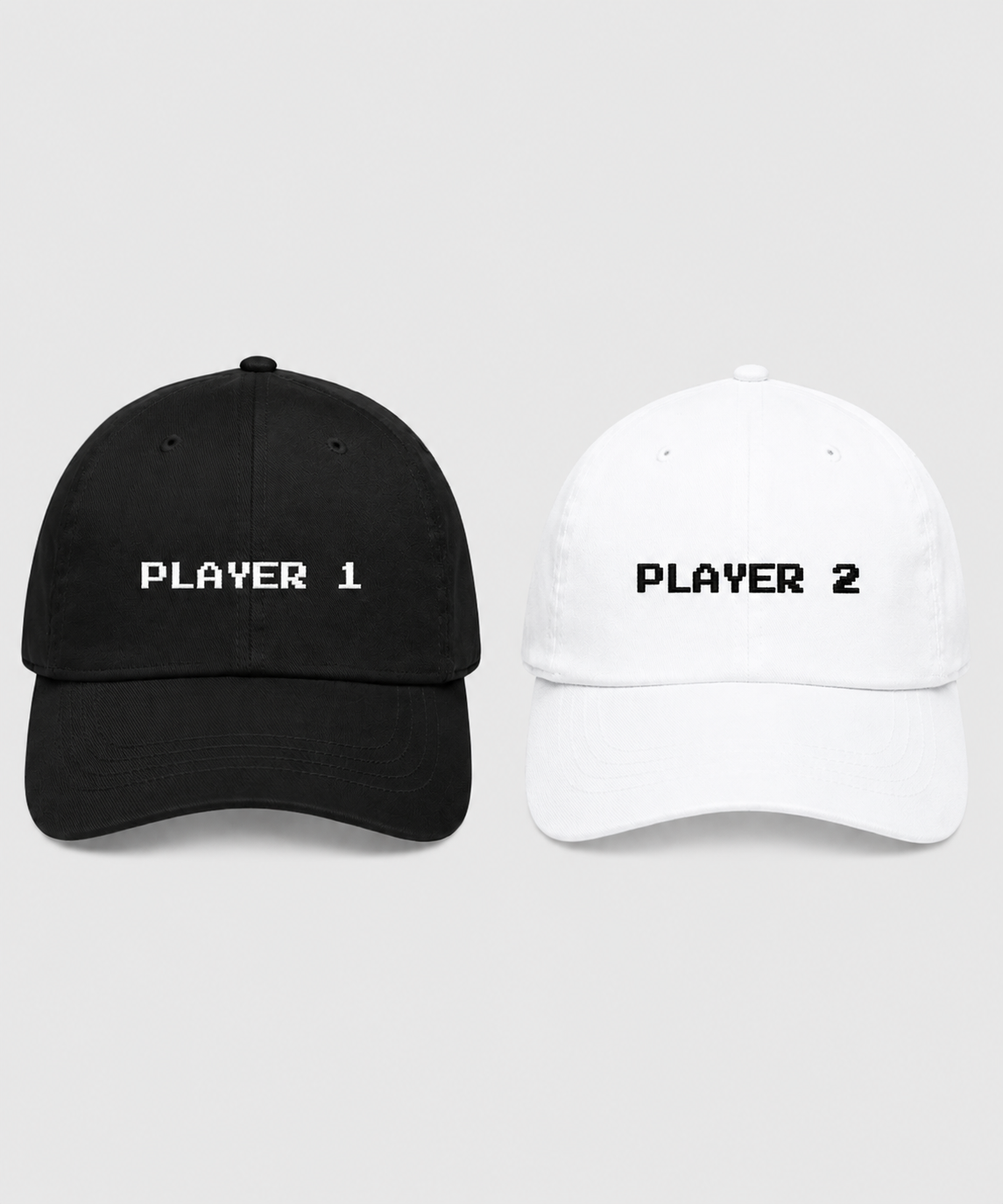 Player 1 & Player 2 – Embroidered Couple Caps Set of 2