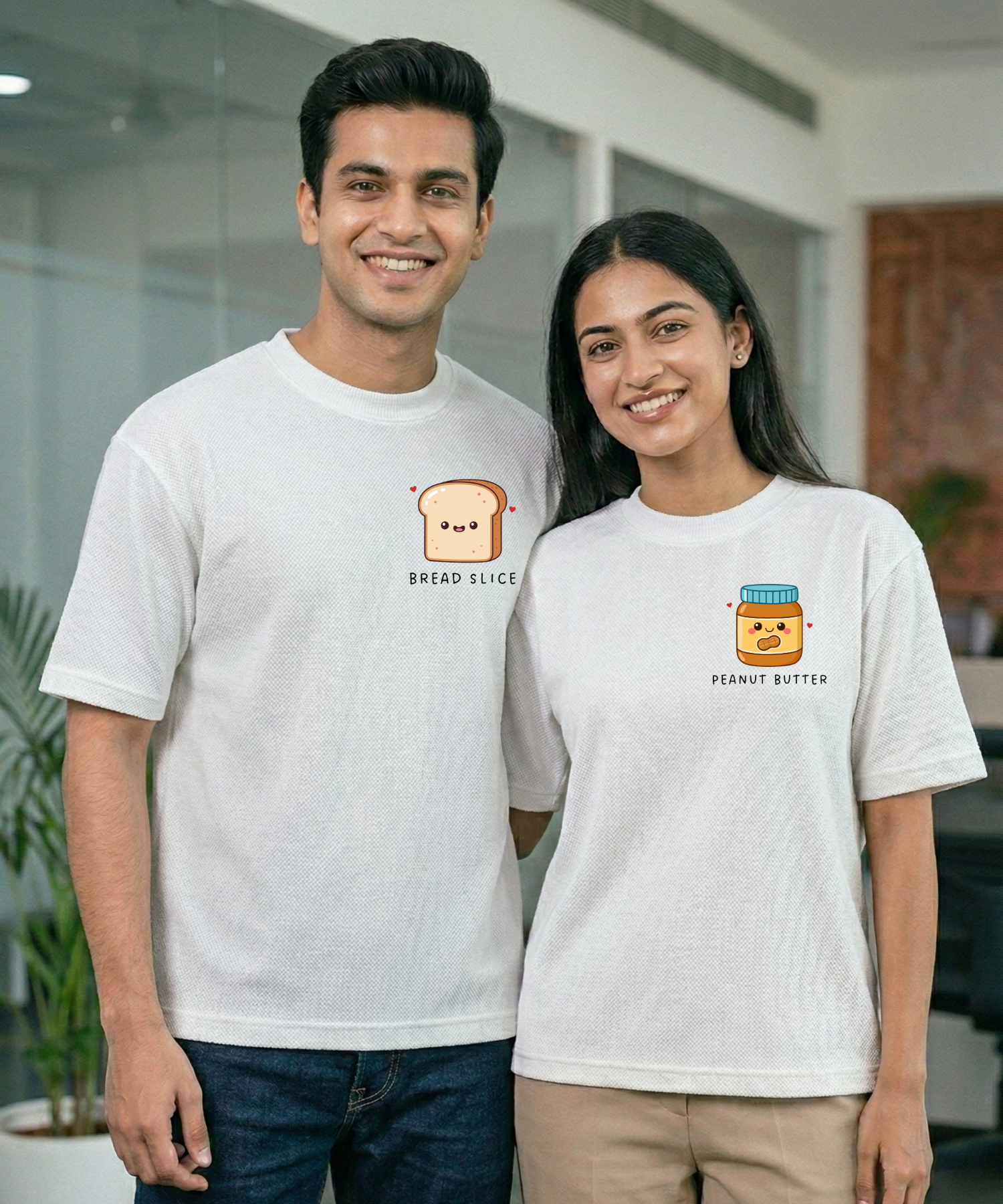 Bread Slice / Peanut Butter – Couple Oversized Fit T-shirts (Set of 2)