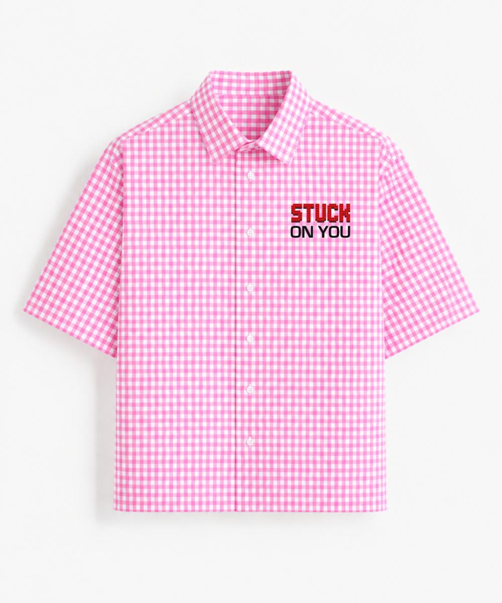 Stuck On You - Pink Gingham Boxy Fit Half Sleeve Check Shirt