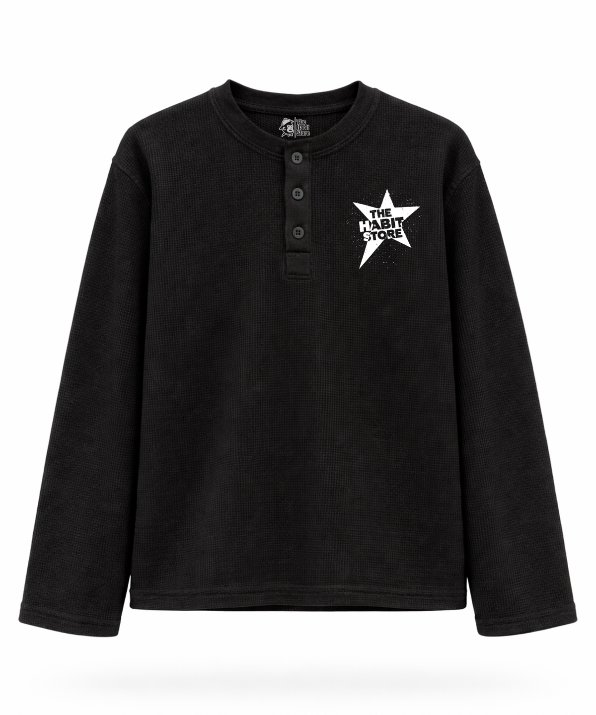 Habit Star Henley Waffle Knit Full Sleeve
