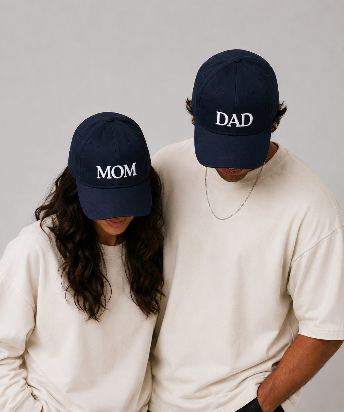 Mom & Dad – Embroidered Couple Caps Set of 2
