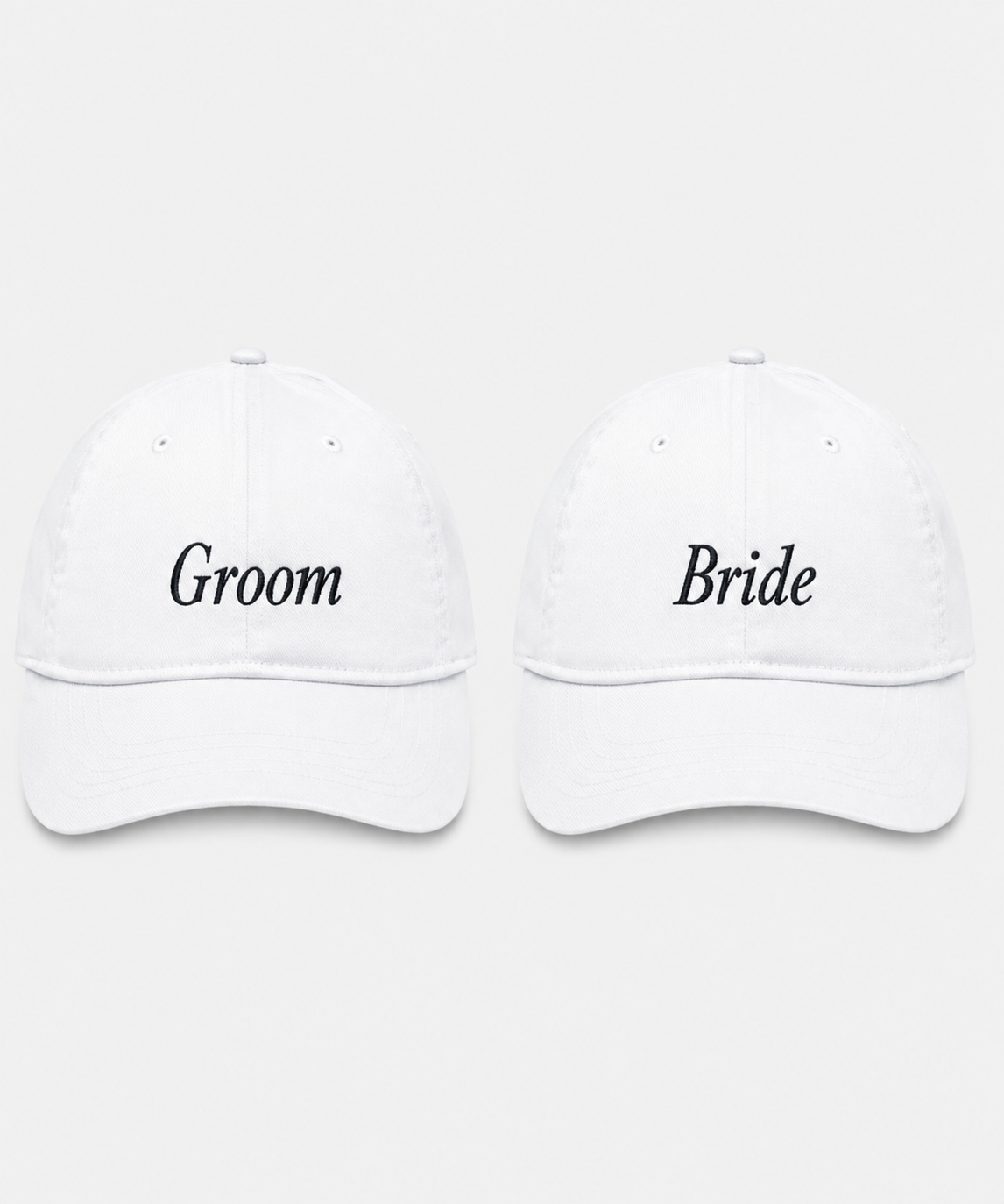 Groom & Bride – Embroidered Couple Caps Set of 2