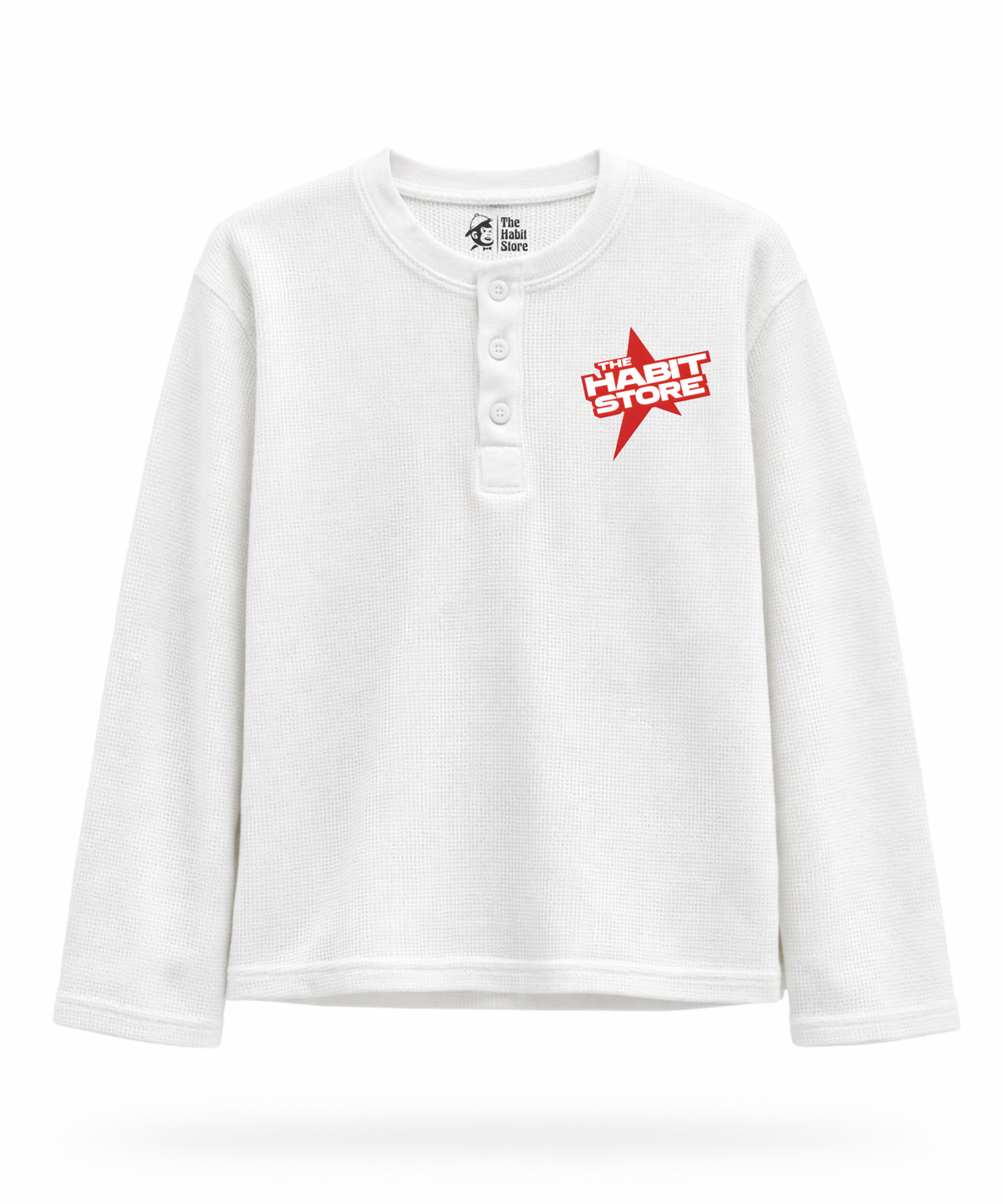 The Habit Store Henley Waffle Knit Full Sleeve