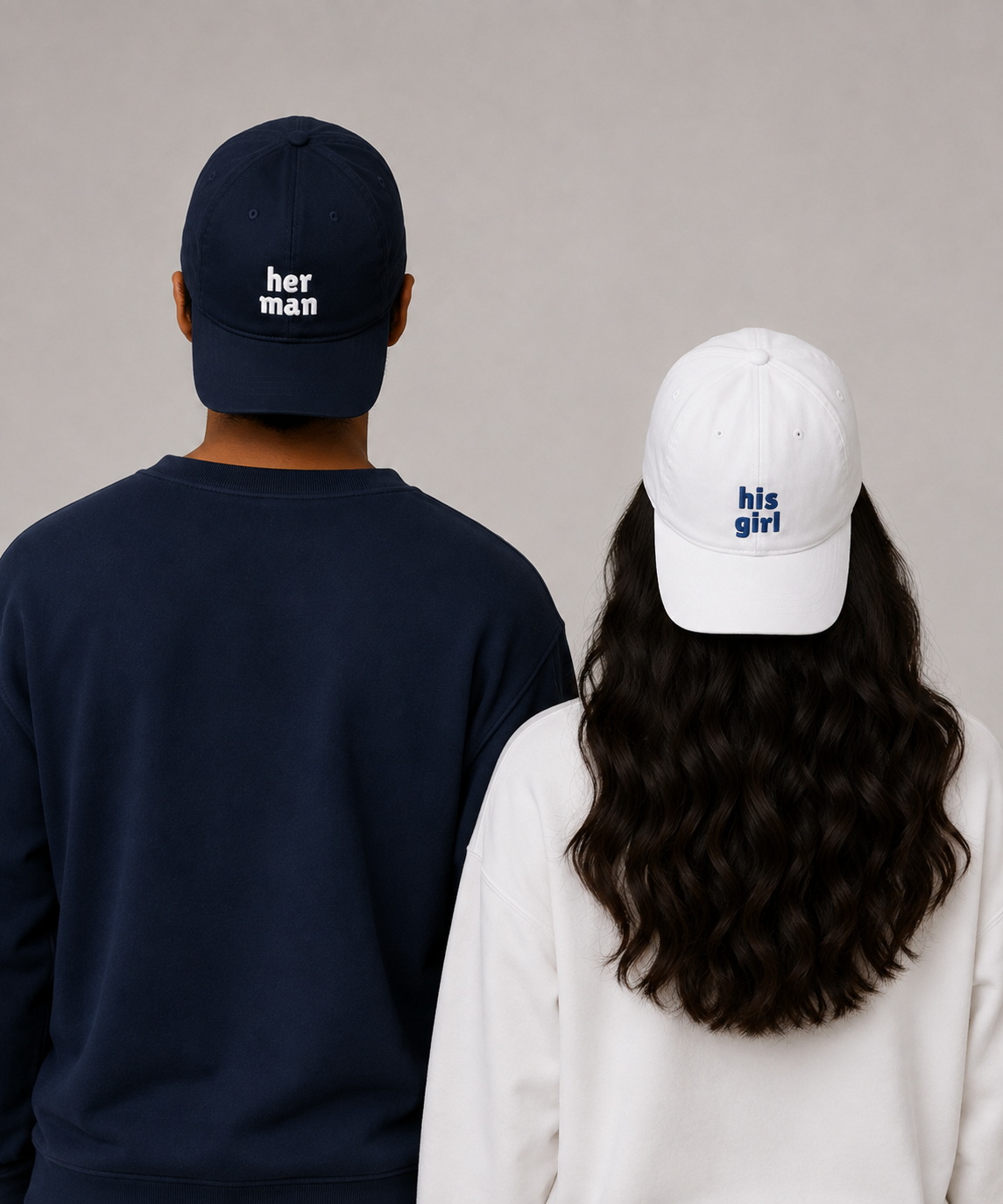 Her Man & His Girl – Embroidered Couple Caps Set of 2