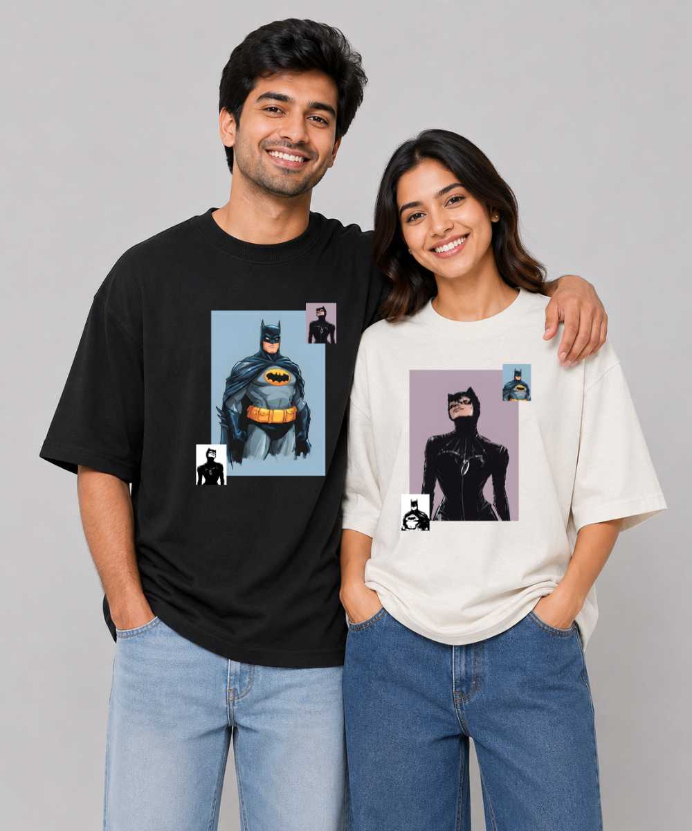 Dark Knight / Femme Fatale – Couple Oversized Fit T-shirts (Set of 2)