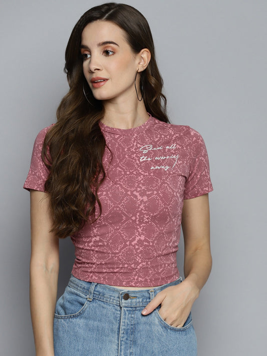 Women Pink Print T-shirt