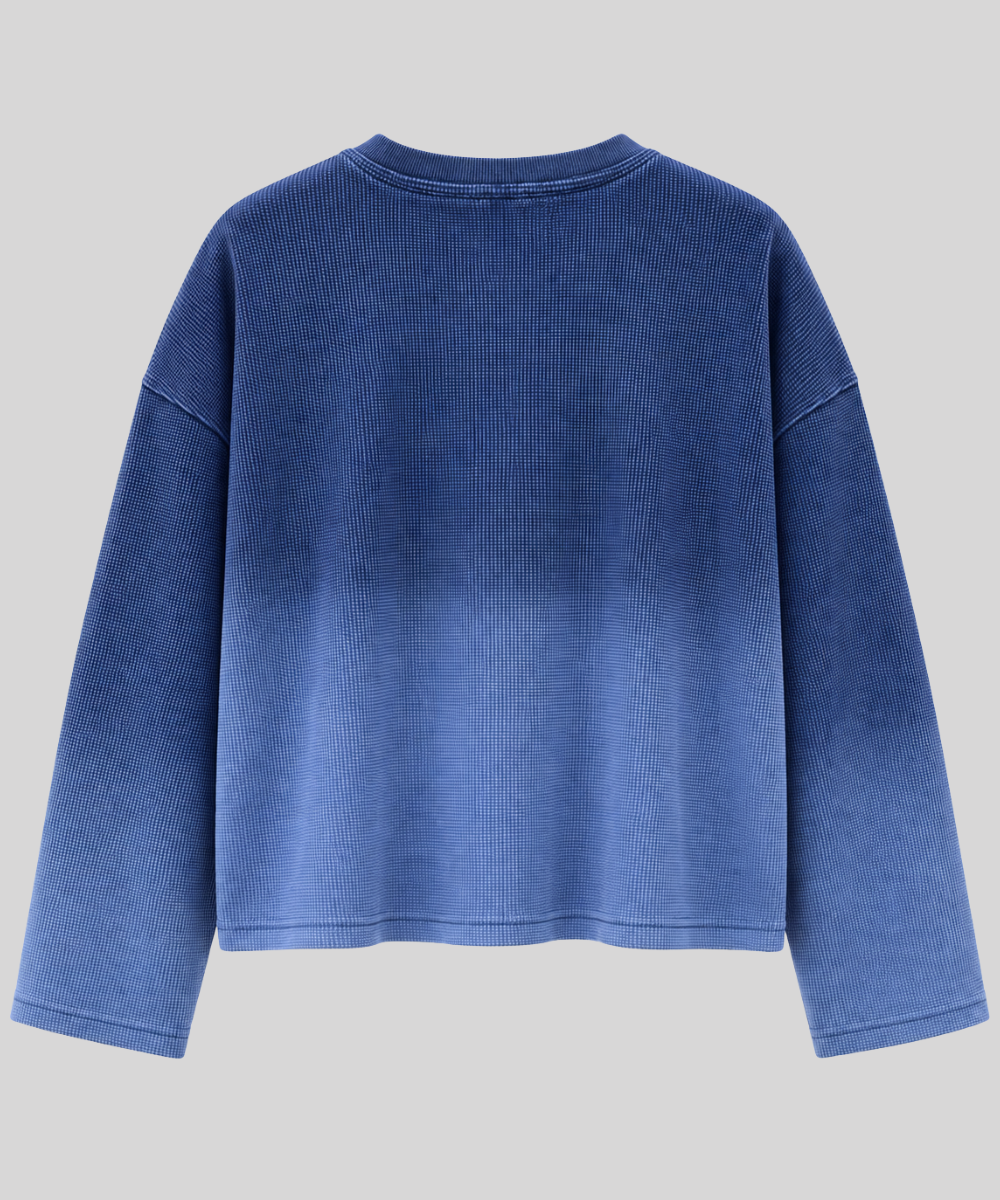 Blue Ombre - Waffle Knit Oversized Full Sleeve
