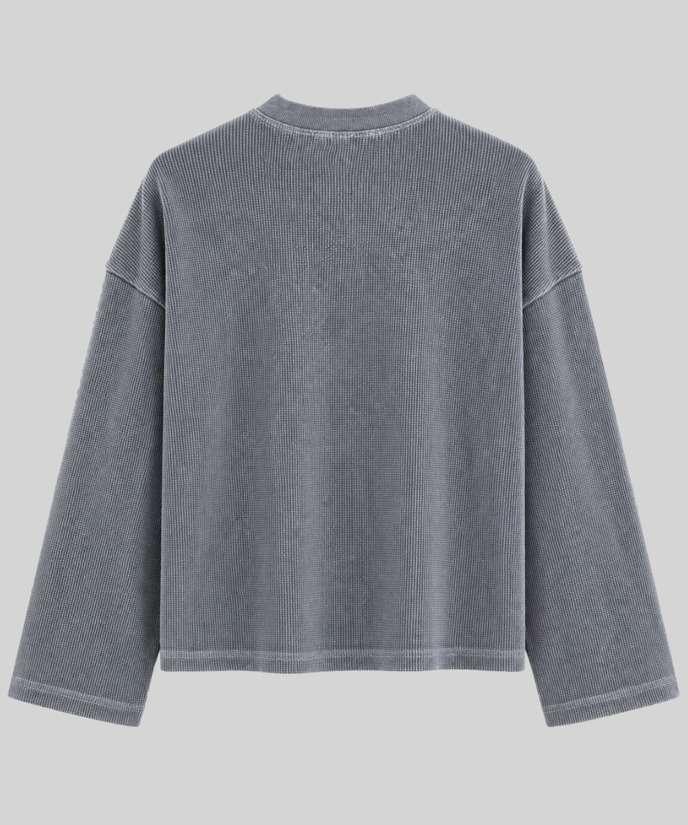 Acid Wash - Waffle Knit Oversized Full Sleeve