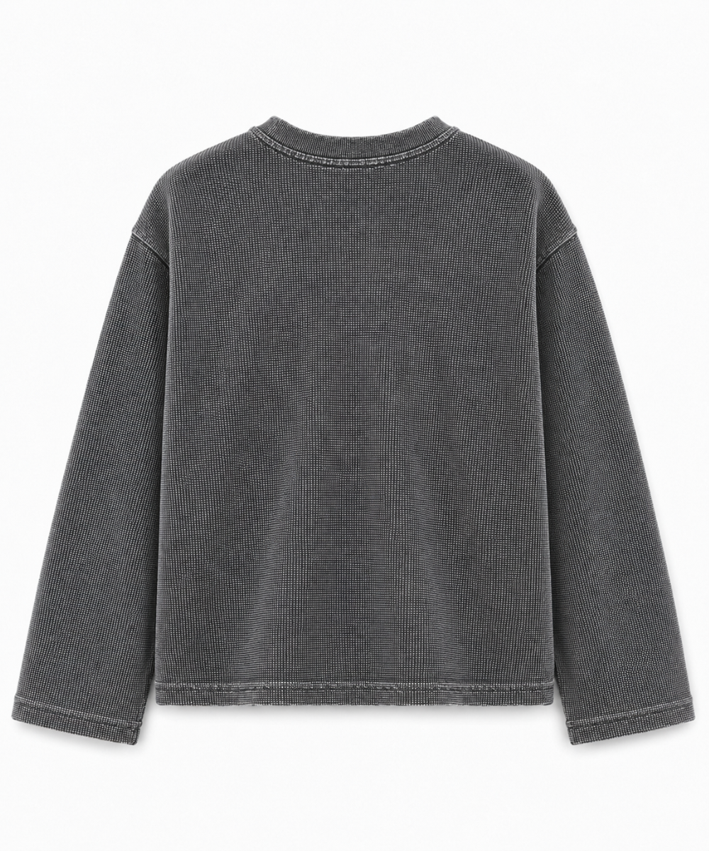 Acid Wash - Waffle Knit Oversized Full Sleeve