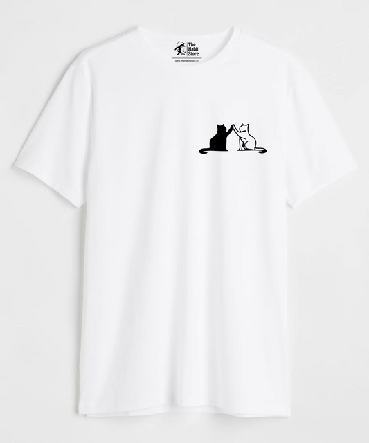 Cats High Five Unisex Round Neck Half Sleeve