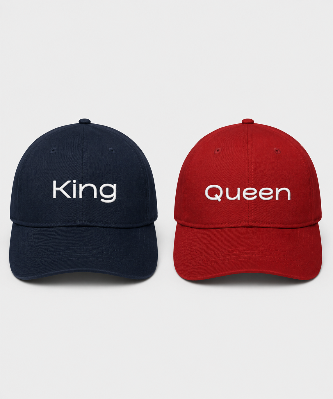King & Queen – Embroidered Couple Caps Set of 2