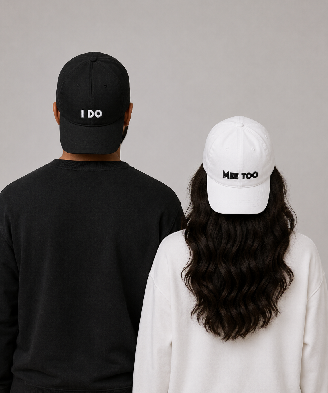 I Do & Mee Too – Embroidered Couple Caps Set of 2