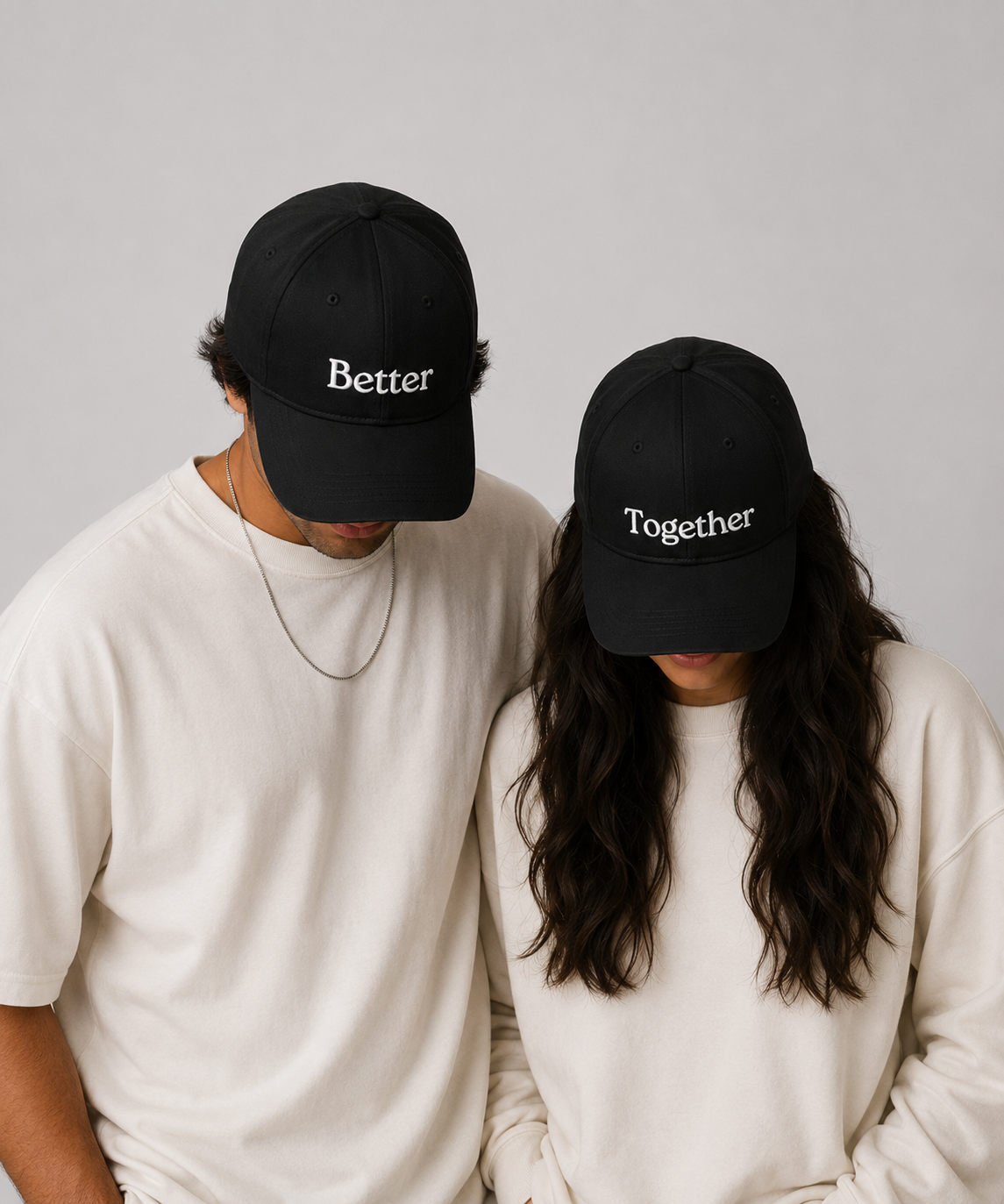 Better Together – Embroidered Couple Caps Set of 2
