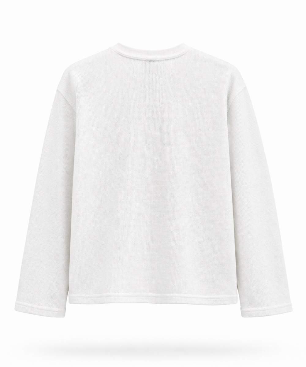 Black & White Henley Waffle Knit Full Sleeve T-Shirt – Pack of 2