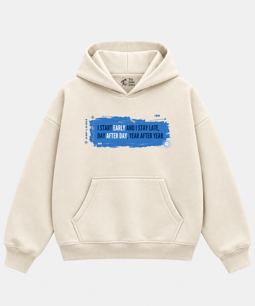 Messi Argentina – Cream Boxy Hoodie – 100% Cotton Fleece