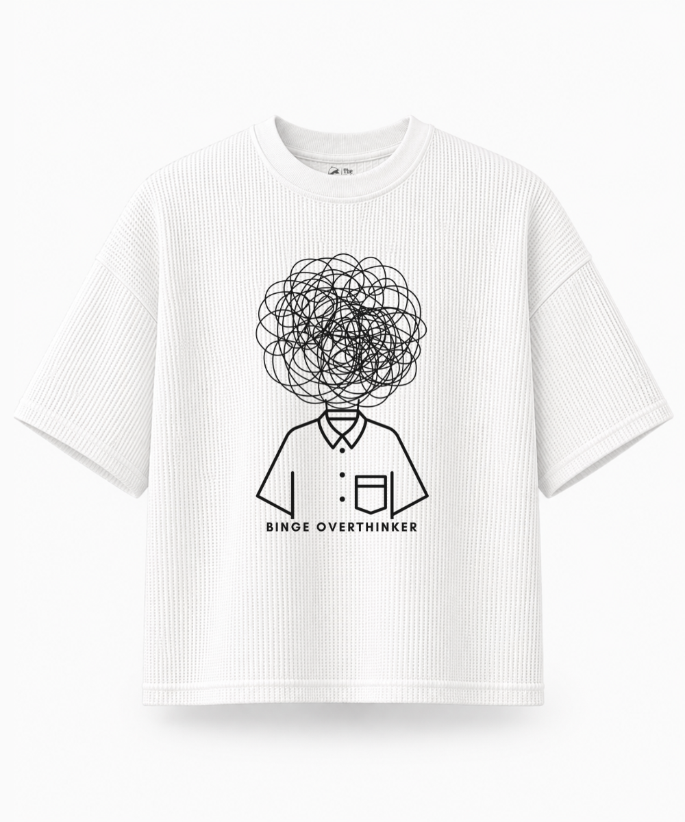 Binge Overthinker — Waffle Knit Boxy Oversized T-shirt