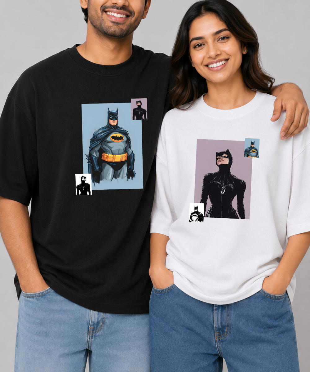 Dark Knight / Femme Fatale – Couple Oversized Fit T-shirts (Set of 2)