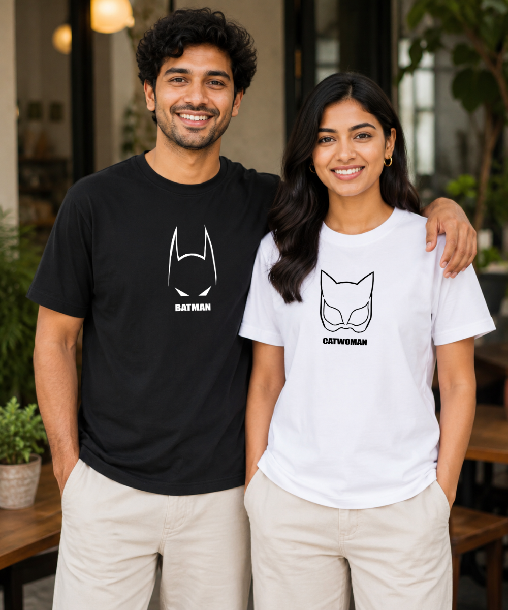 Batman / Catwoman –  Couple Regular Fit T-shirts (Set of 2)