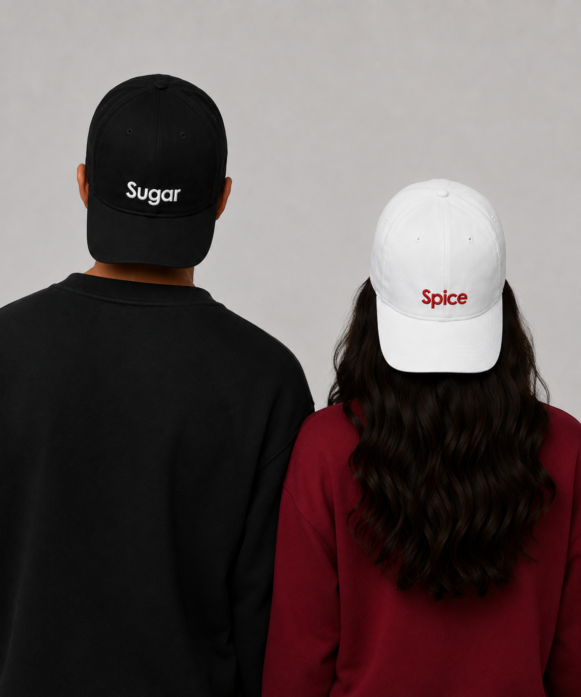 Sugar & Spice – Embroidered Couple Caps Set of 2