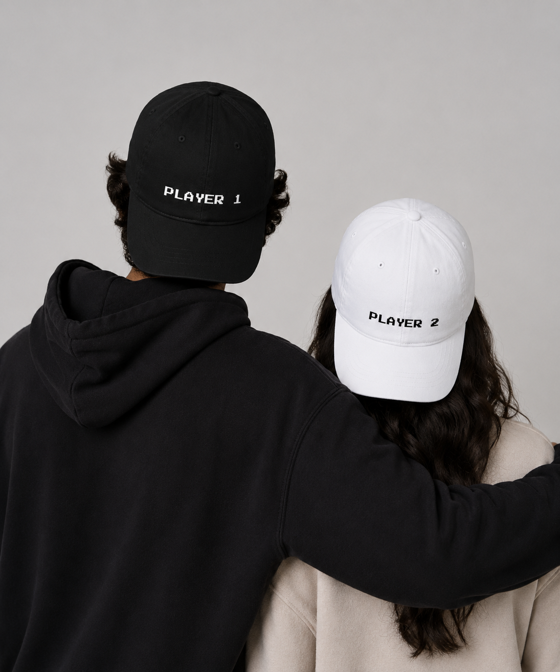 Player 1 & Player 2 – Embroidered Couple Caps Set of 2