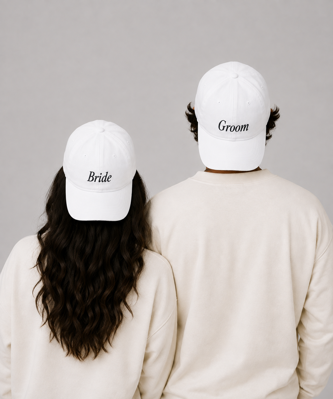 Groom & Bride – Embroidered Couple Caps Set of 2