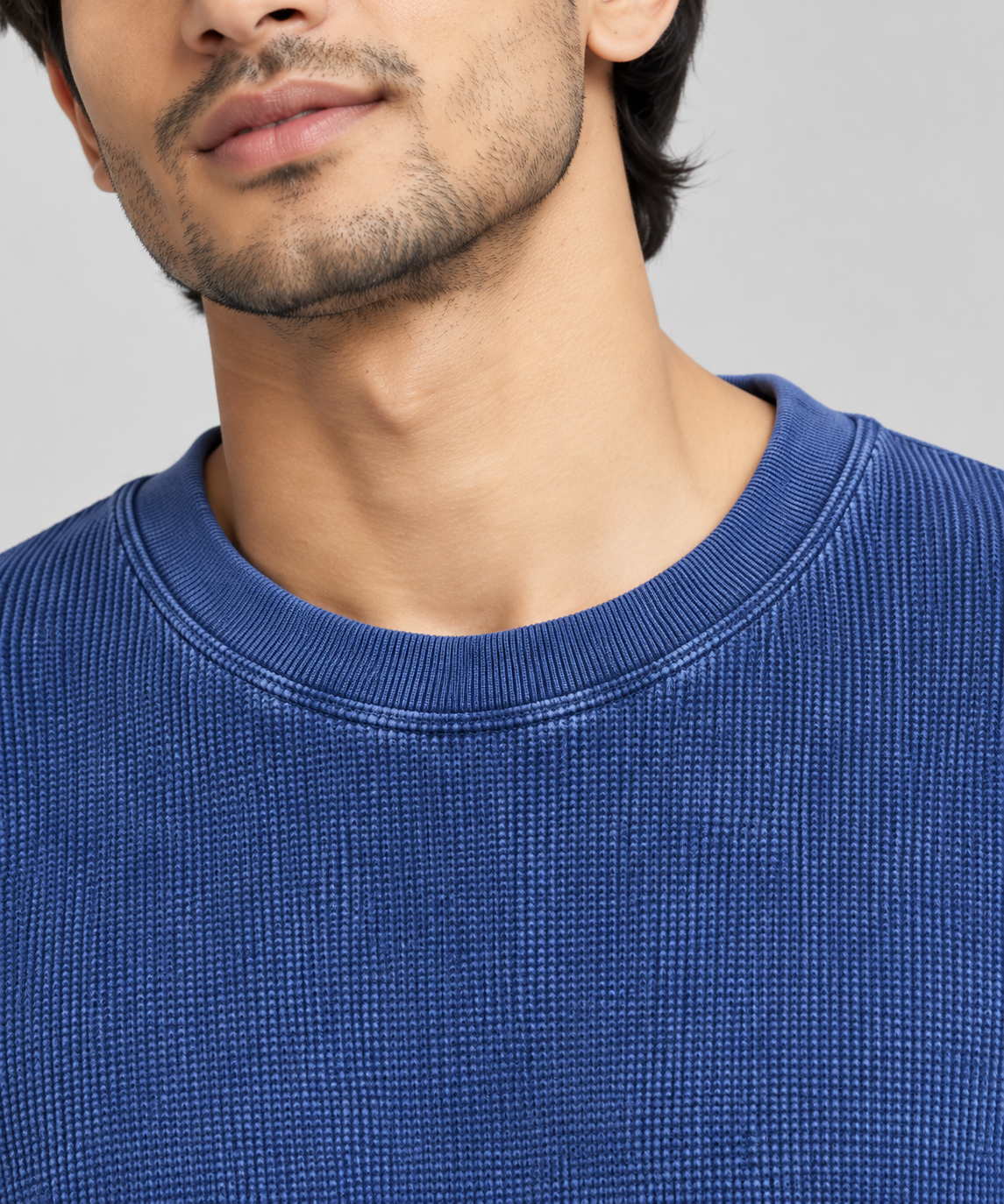 Blue Ombre - Waffle Knit Oversized Full Sleeve