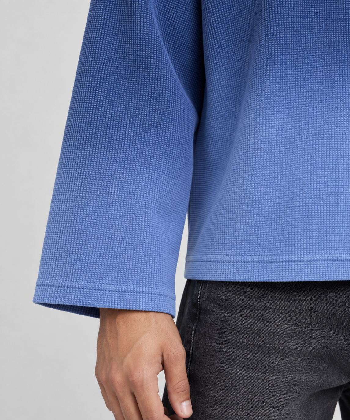 Blue Ombre - Waffle Knit Oversized Full Sleeve