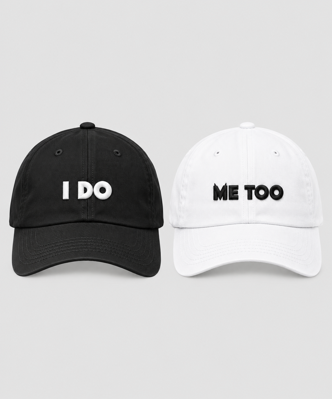 I Do & Me Too – Embroidered Couple Caps Set of 2