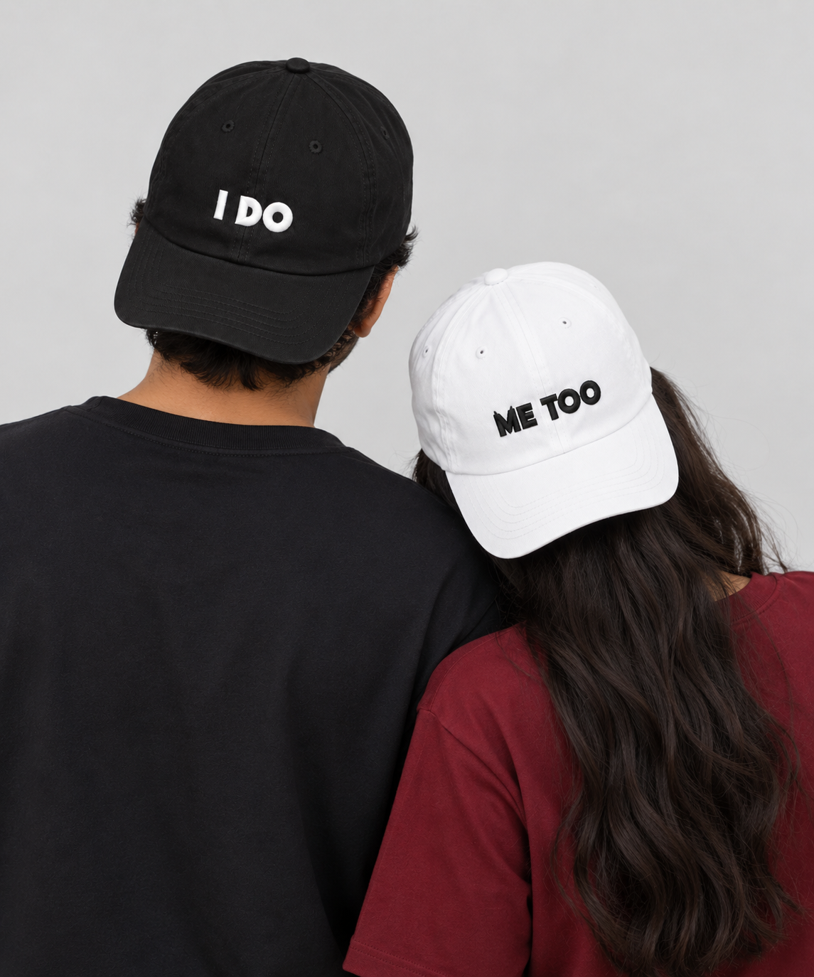 I Do & Me Too – Embroidered Couple Caps Set of 2