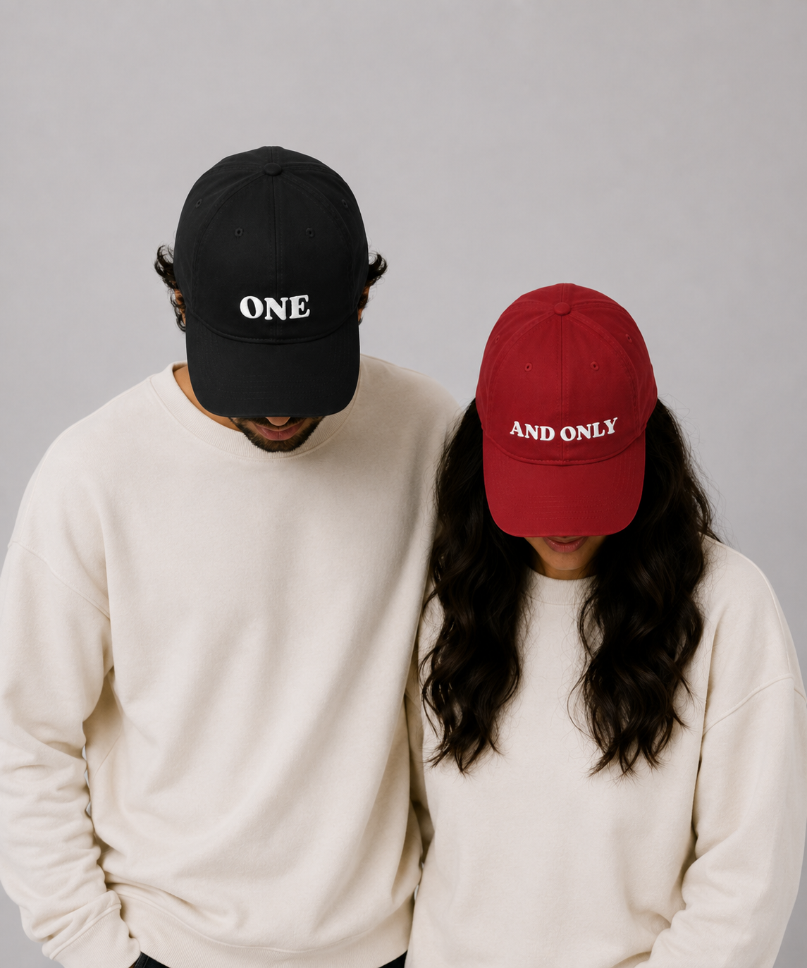 One & Only – Embroidered Couple Caps Set of 2
