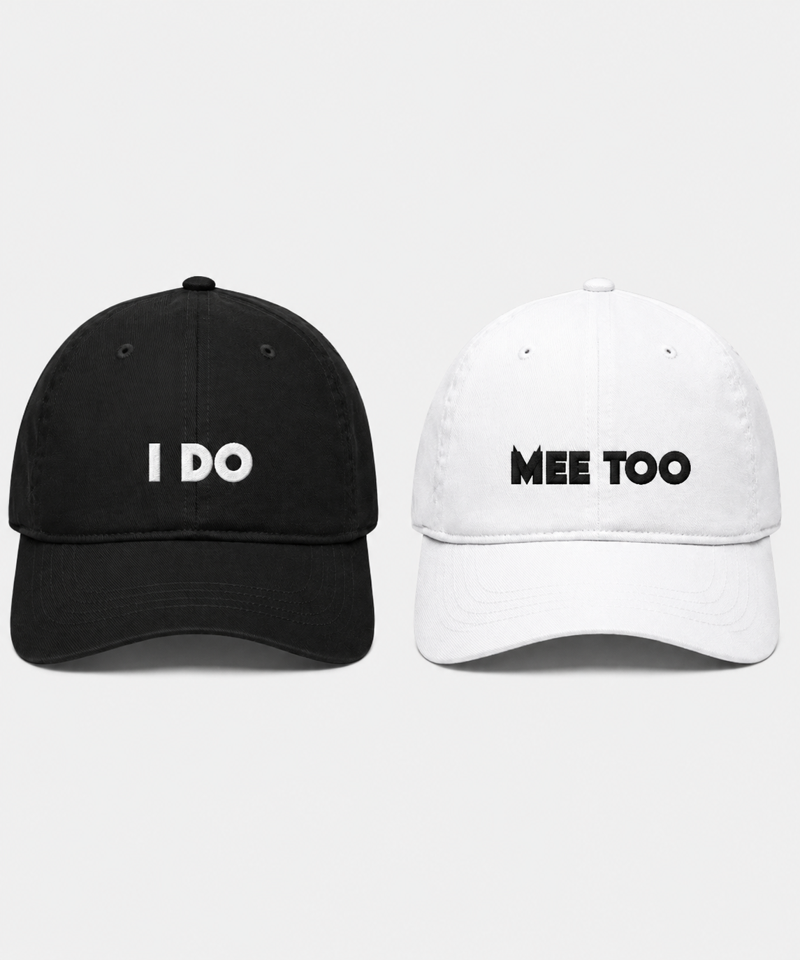 I Do & Mee Too – Embroidered Couple Caps Set of 2