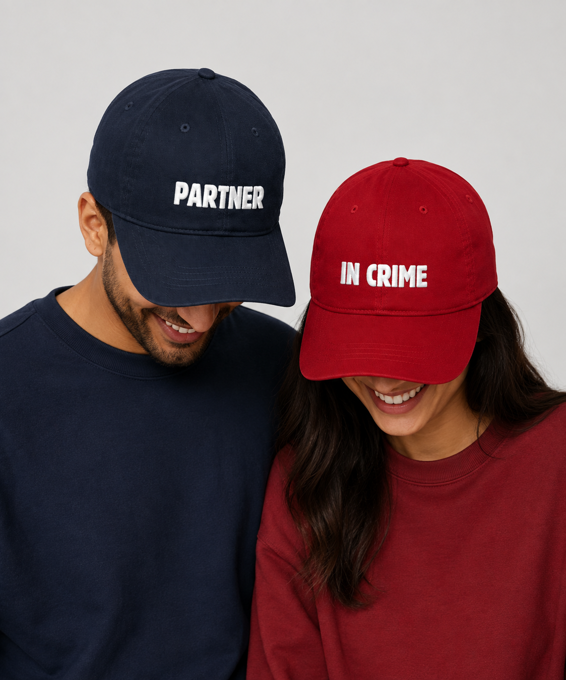 Partner in Crime – Embroidered Couple Caps Set of 2