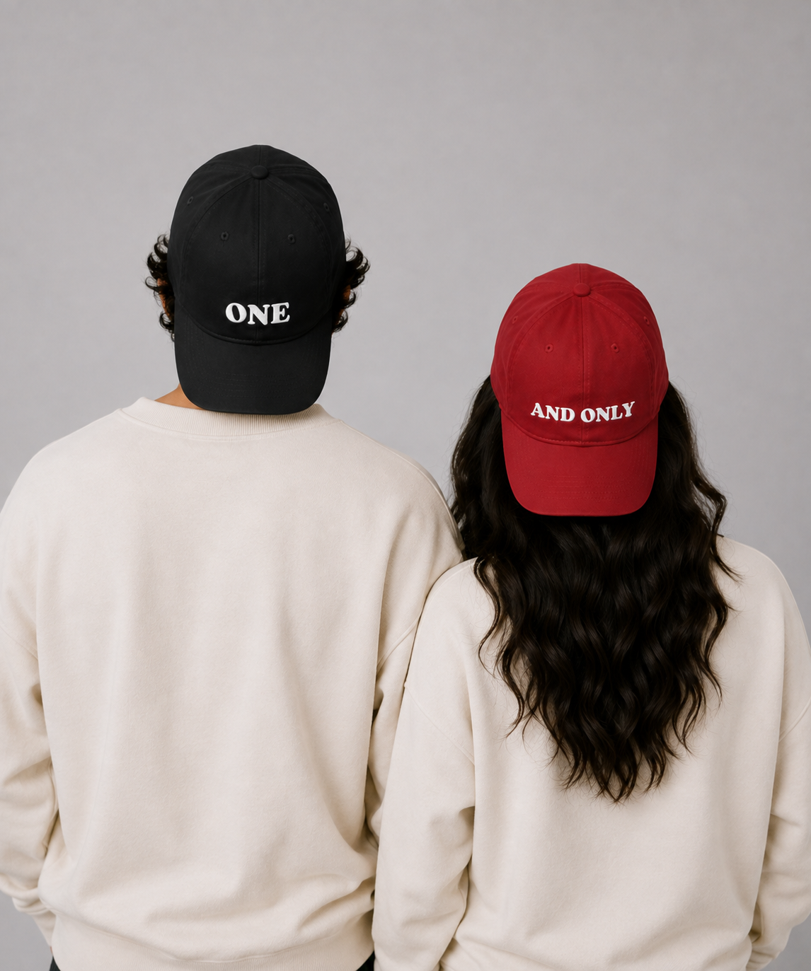 One & Only – Embroidered Couple Caps Set of 2