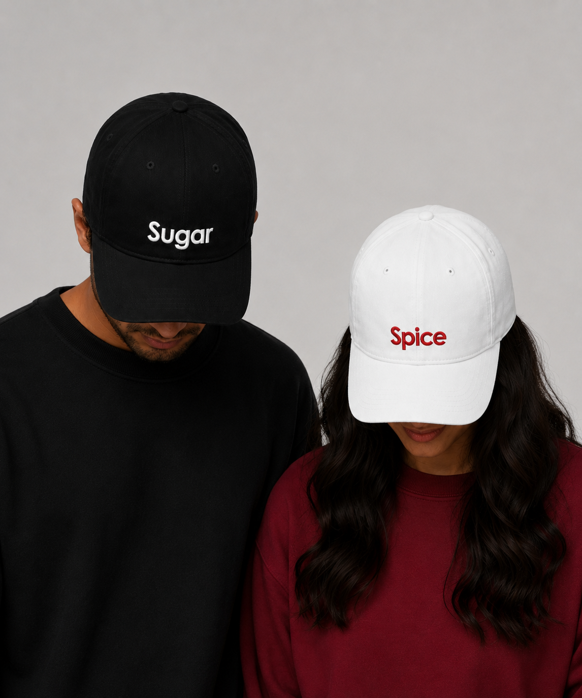 Sugar & Spice – Embroidered Couple Caps Set of 2