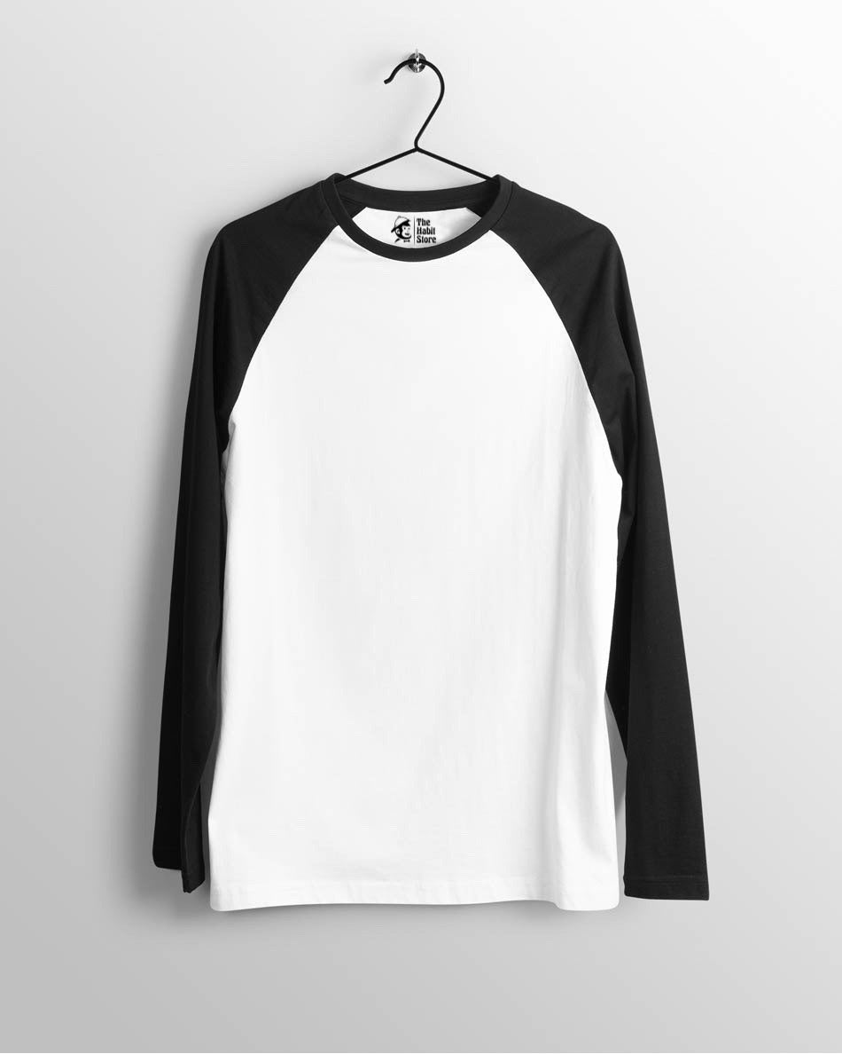Men Raglan Full Sleeve T-shirt - Black & White