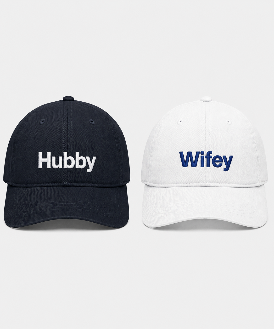 Hubby & Wifey – Embroidered Couple Caps Set of 2