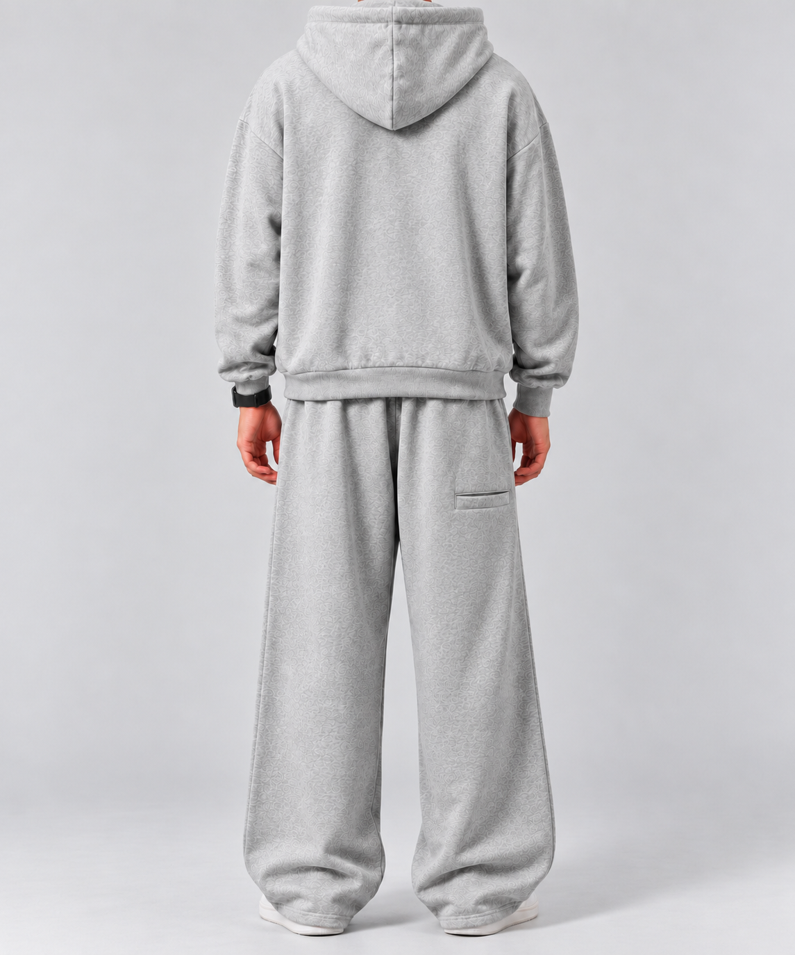 Grey Boxy Double Zip Hoodie & Sweatpants Combo Set – 360 GSM Cotton Fleece