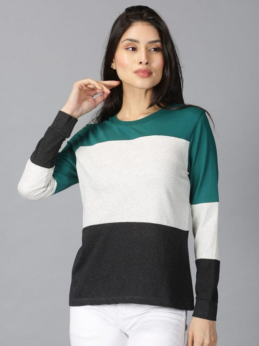 Color block Round Neck MultiColor T-Shirt