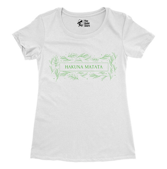 Hakuna Matata Women's White Round Neck Half Sleeve