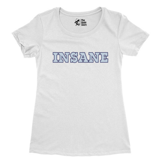 Insane Women's White Round Neck Half Sleeve