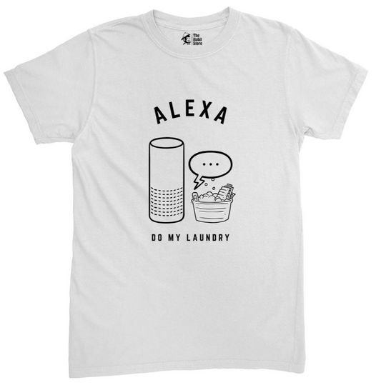 Alexa, Do My Laundry White Unisex Round Neck Half Sleeve