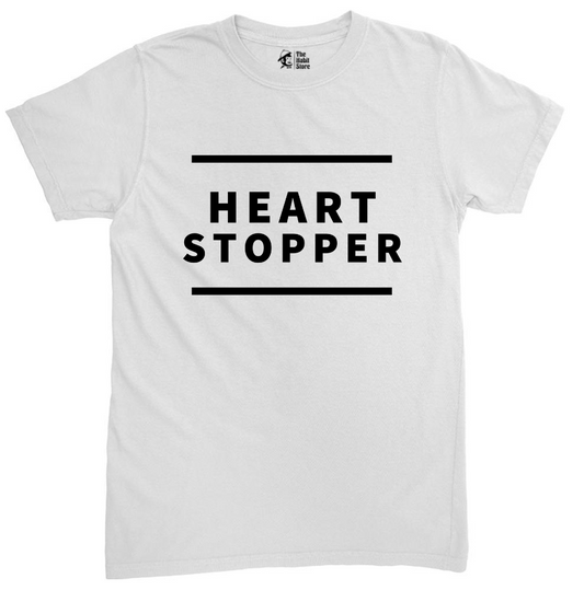 Heart Stopper White Unisex Round Neck Half Sleeve