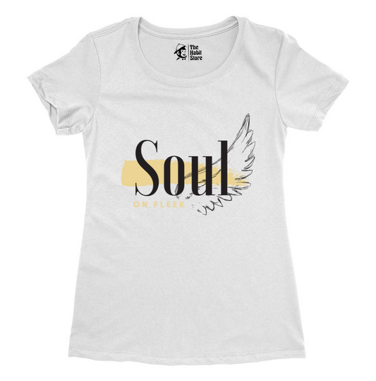 Soul on Fleek Women's White Round Neck Half Sleeve